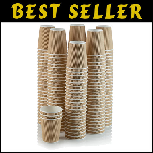 Three-Layer 10 Oz Brown Disposable Cups - Perfect for Coffee & Iced Drinks