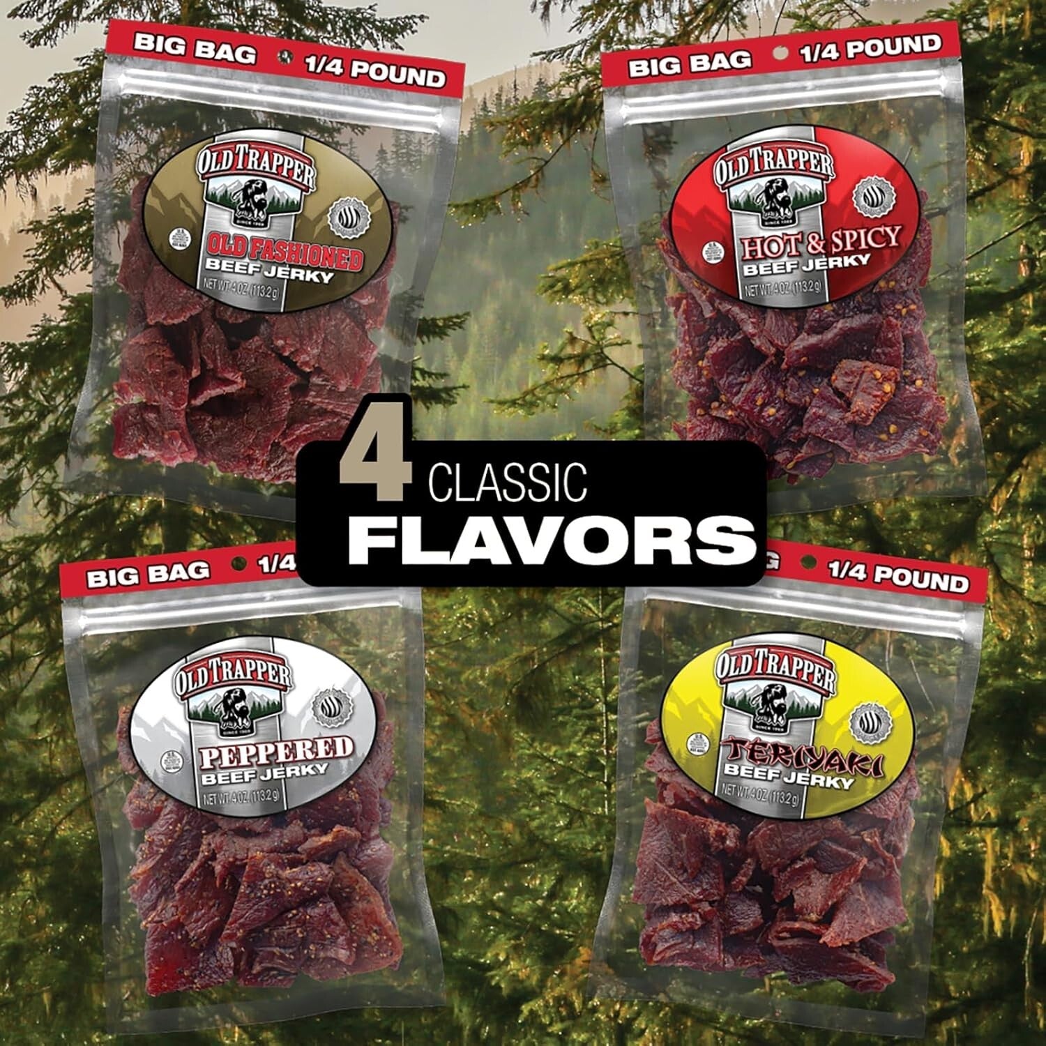 Authentic Old-Fashioned Beef Jerky 1/4 lb - Healthy Snack Alternative, Pack of 8