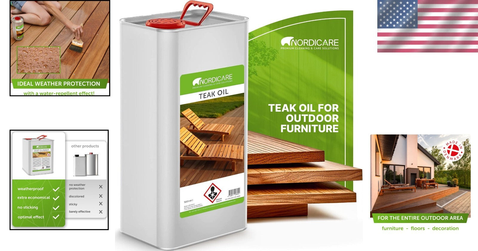 Easy-Apply 170 Oz Outdoor Wood Oil - Waterproof Protection for Garden Furniture