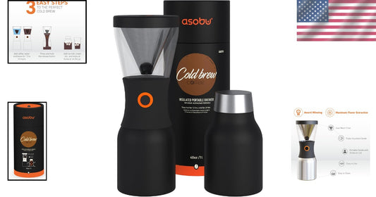 Vacuum Insulated 34oz Cold Brew Coffee Brewer - Perfect for On-the-Go Enjoyment