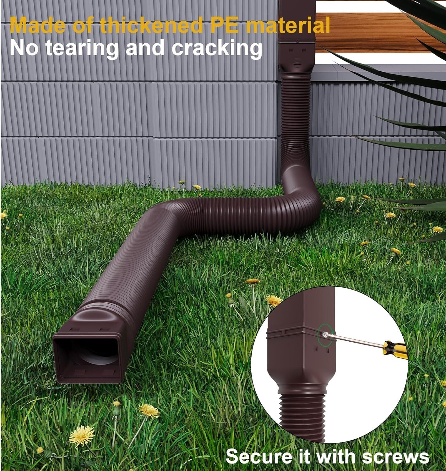 4-Pack Rain Gutter Downspout Extensions - Flexible, Durable & Easy to Install