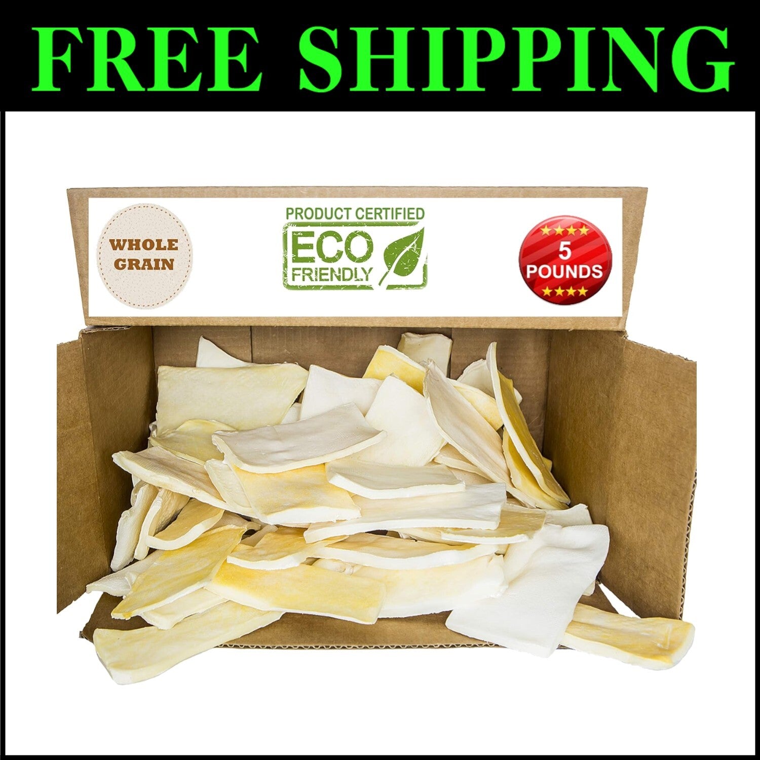 5-Pound Pack of Long-lasting Beef Flavored Rawhide Chips for Aggressive Chewers