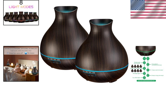 Aromatherapy Essential Oil Diffusers - 2 PCS, 550ml, LED Humidifiers for Larg...