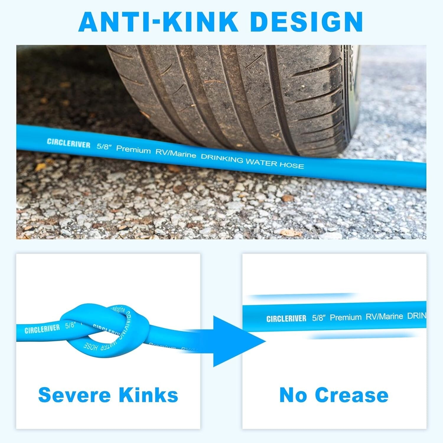 All-Weather 100FT RV Water Hose - Safe & Durable for Camping & Marine Use