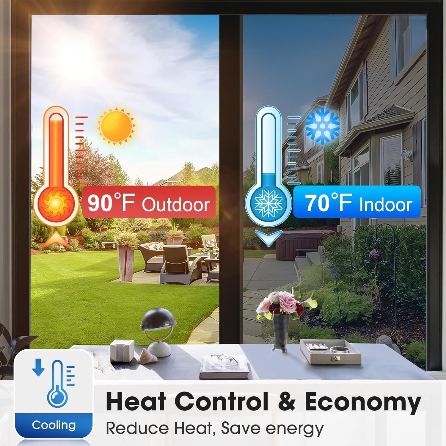 Static Cling Window Film - Privacy Control & Heat Reduction 35.4x78.7 inches