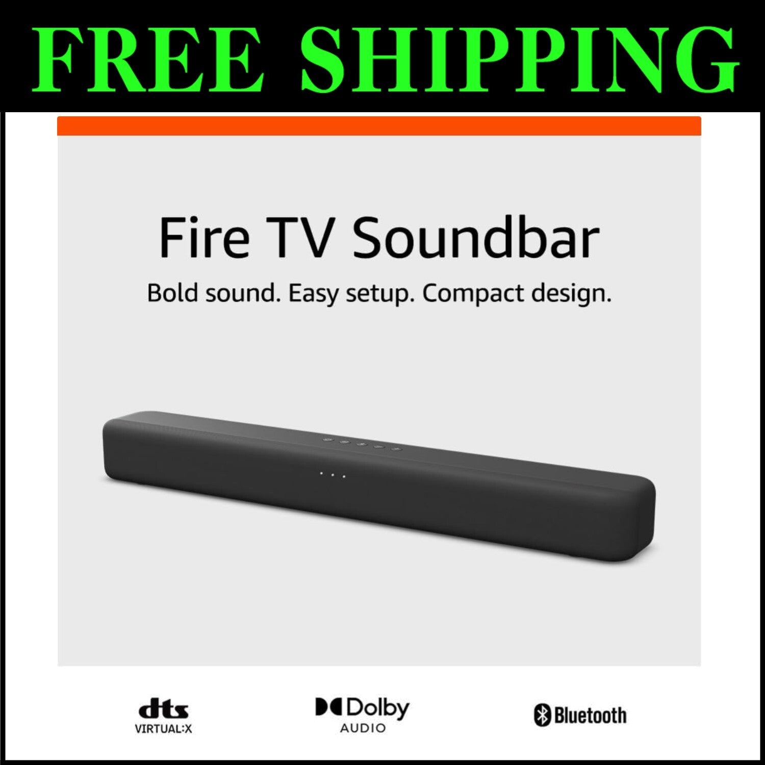 Compact Fire TV Soundbar - 24" | Bluetooth & Virtual Surround Sound Experience