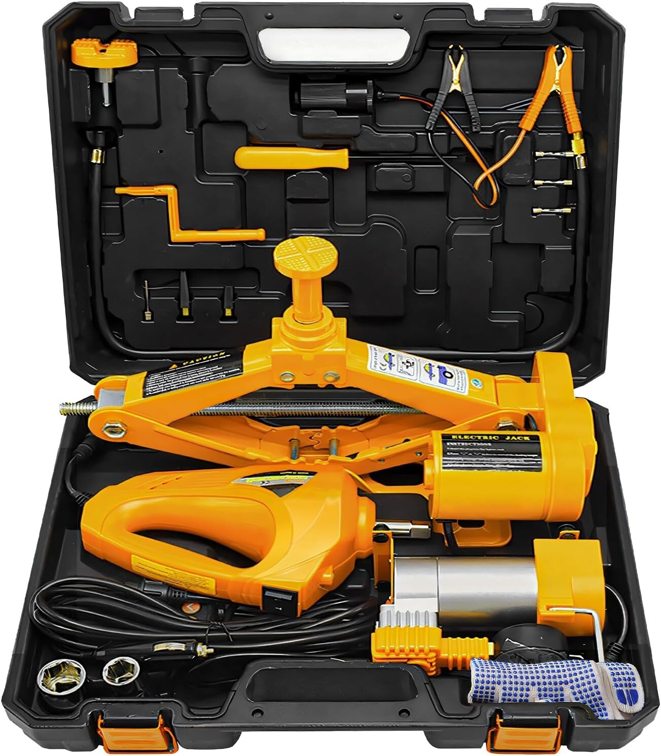 Electric Scissor Car Jack 3 Ton with Impact Wrench & Inflator for Easy Tire C...