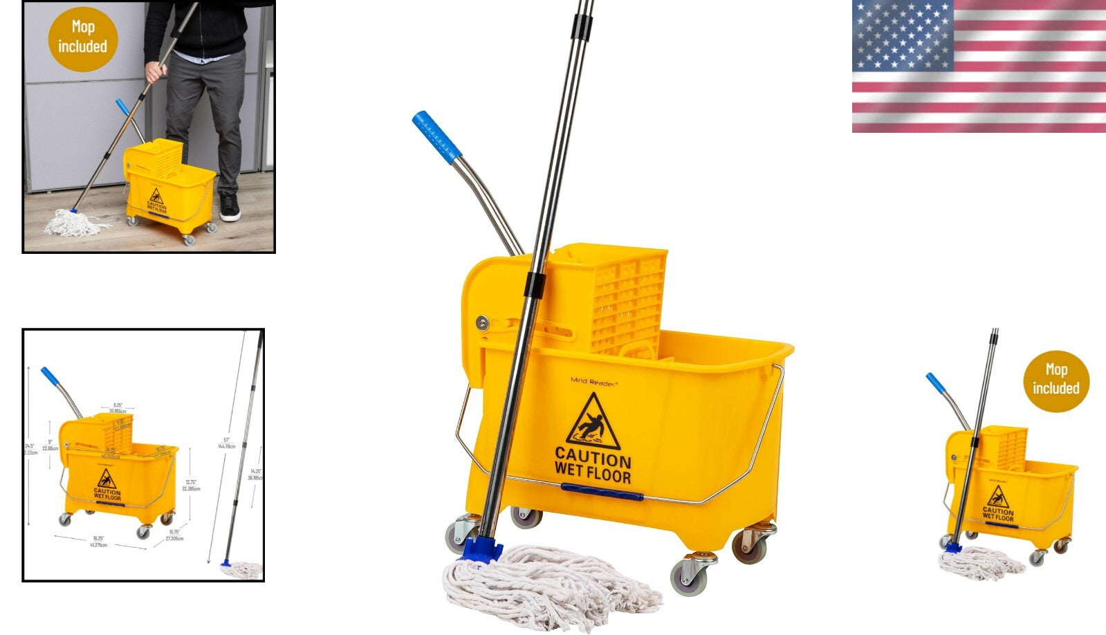 Ergonomic 22 Qt Mop Bucket & Wringer Set with Wheels - Effortless Cleaning