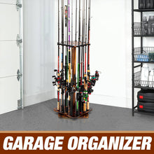 Load image into Gallery viewer, Solid Wood Fishing Rod Holder - 16-Rod Capacity with 360-Degree Rotation