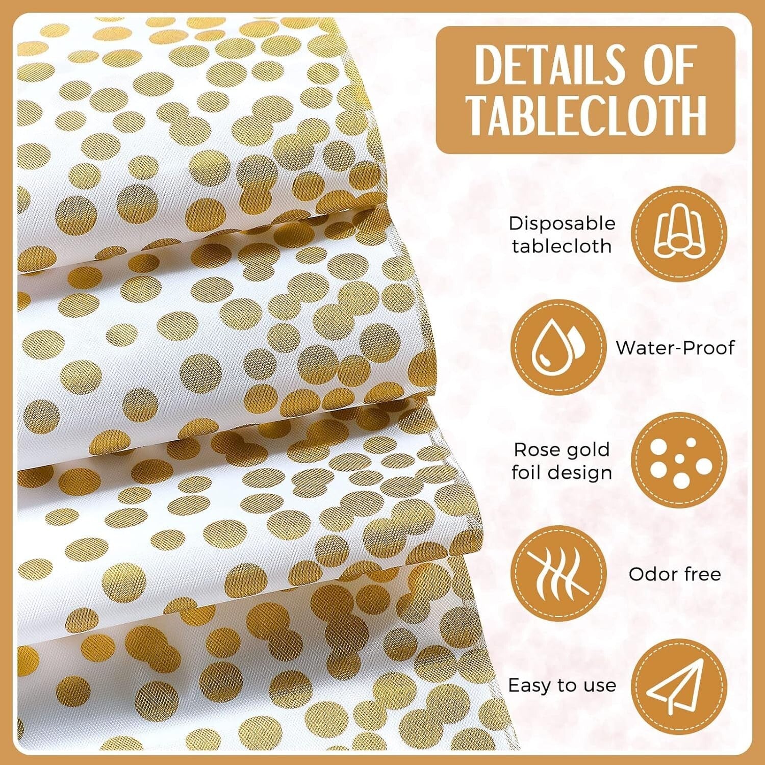 Elegant 24-Pack White and Gold Disposable Tablecloths & Runners for Celebrations