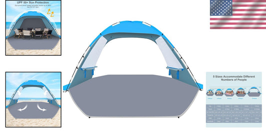 10-Person Portable Beach Tent with UV Protection & Easy Setup - Family Essential