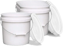 Load image into Gallery viewer, Economical 5-Pack of 2-Gallon White Storage Pails with Comfort Grip Handles