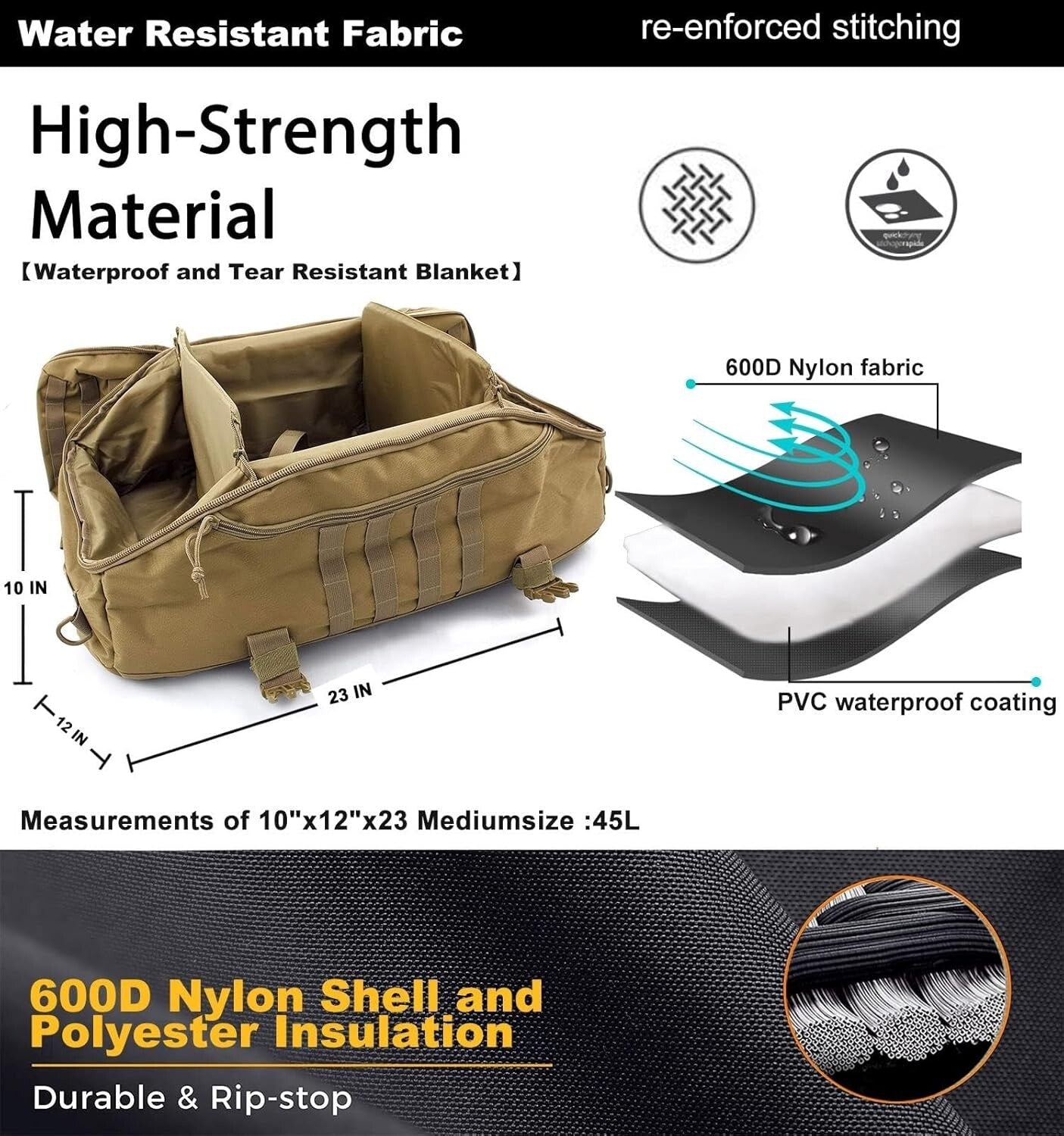 Durable Waterproof Gym Duffle Bag - 25L Tactical Backpack for Sports & Travel