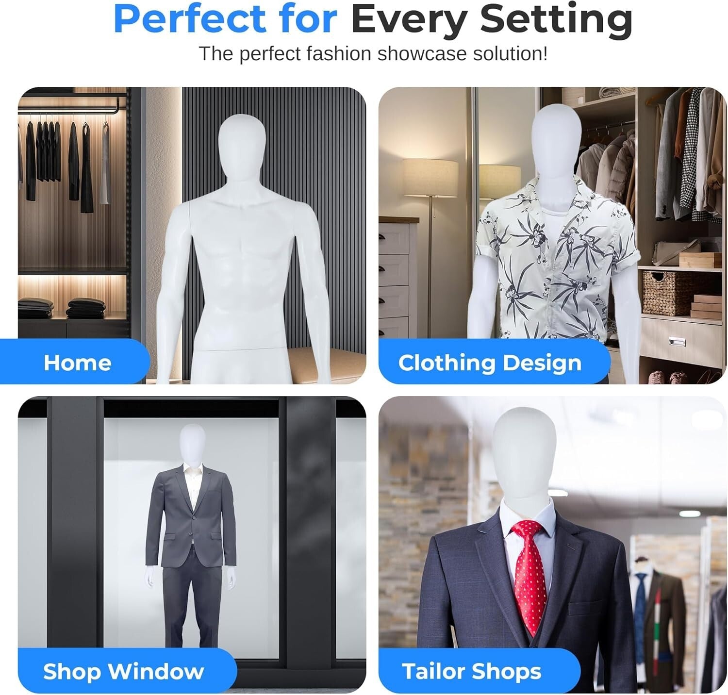 Sturdy 73-Inch Male Mannequin with Adjustable Design for Eye-Catching Displays