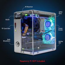 Load image into Gallery viewer, Durable Aluminum Raspberry Pi 5 Mini PC Case with OLED Display &amp; RGB Lighting