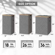 Load image into Gallery viewer, Elegant 36 Gal Bamboo Laundry Hamper with Lid - Portable and Durable Design