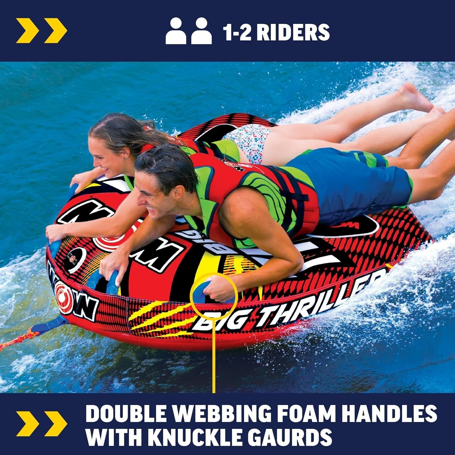 Double Handle Towable Deck Tube for Unforgettable Water Adventures - 1-2 Person