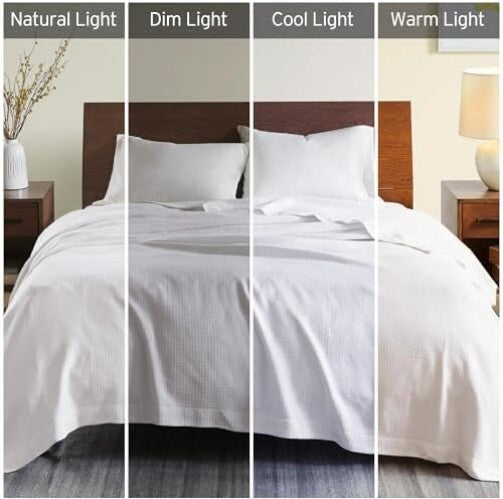 Beautiful Solid White Egyptian Cotton Blanket 90x90 - Full/Queen Elegant Knit