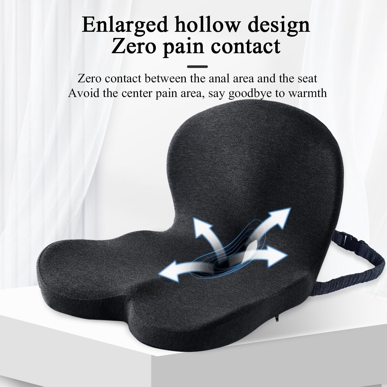 Adjustable Dark Gray Seat Cushion for Truck Drivers – Sciatica Relief & Comfort