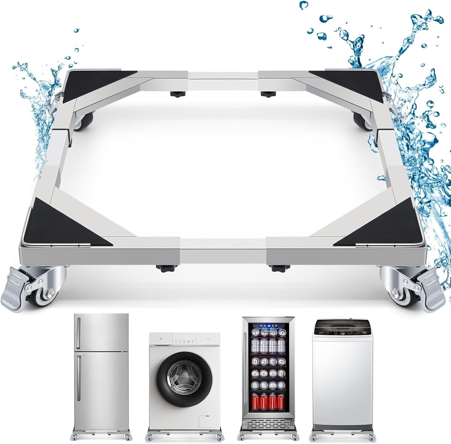 Heavy-Duty Stainless Steel Washing Machine Dolly Cart with Lockable Wheels - ...