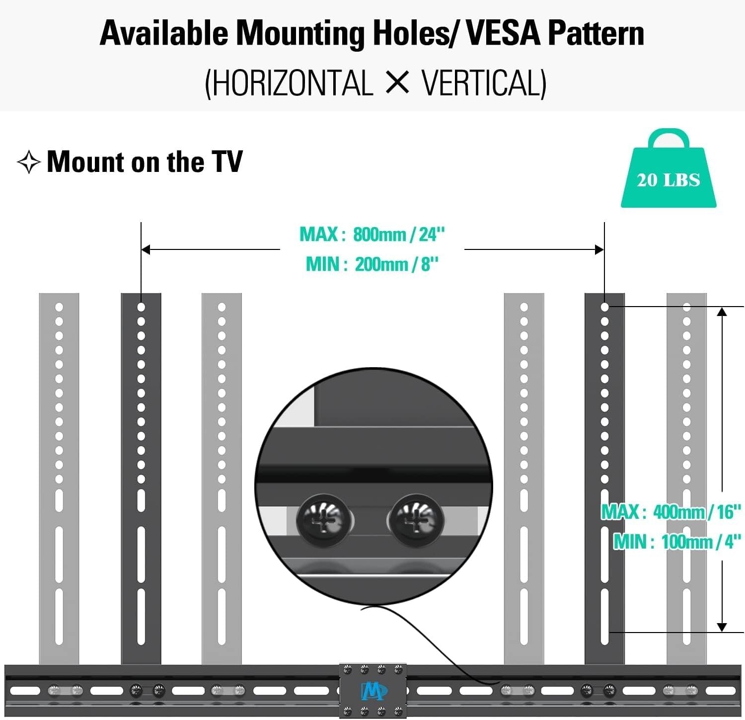 Easy Install Soundbar Holder with Non-Slip Base, Fits Most TVs and Walls