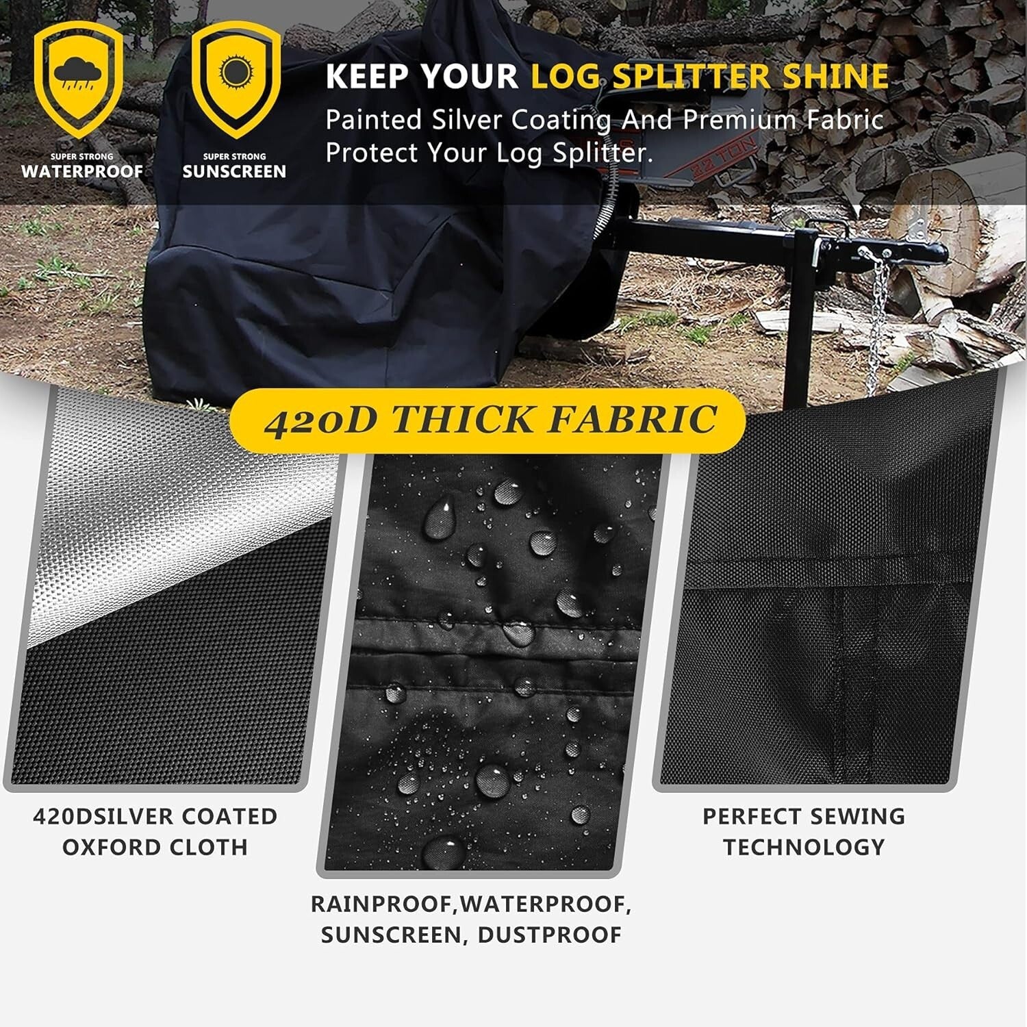 Exterior Log Splitter Cover - Waterproof, Easy Clean, Fits up to 83"L Splitters