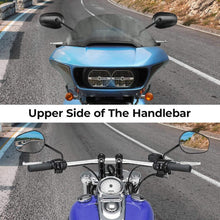 Load image into Gallery viewer, Long Stem Oval Motorcycle Mirrors with 360° Adjustability - Black Aluminum Pair