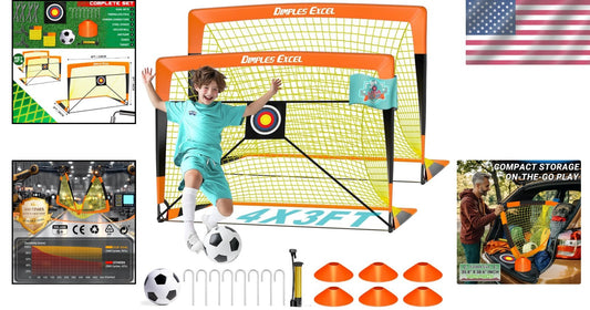 Weatherproof 4x3 FT Kids Soccer Goals with Target Board - Perfect for Practice