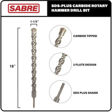 Load image into Gallery viewer, Carbide Tipped SDS Plus Drill Bit - 1-1/4" x 18" for Masonry Applications