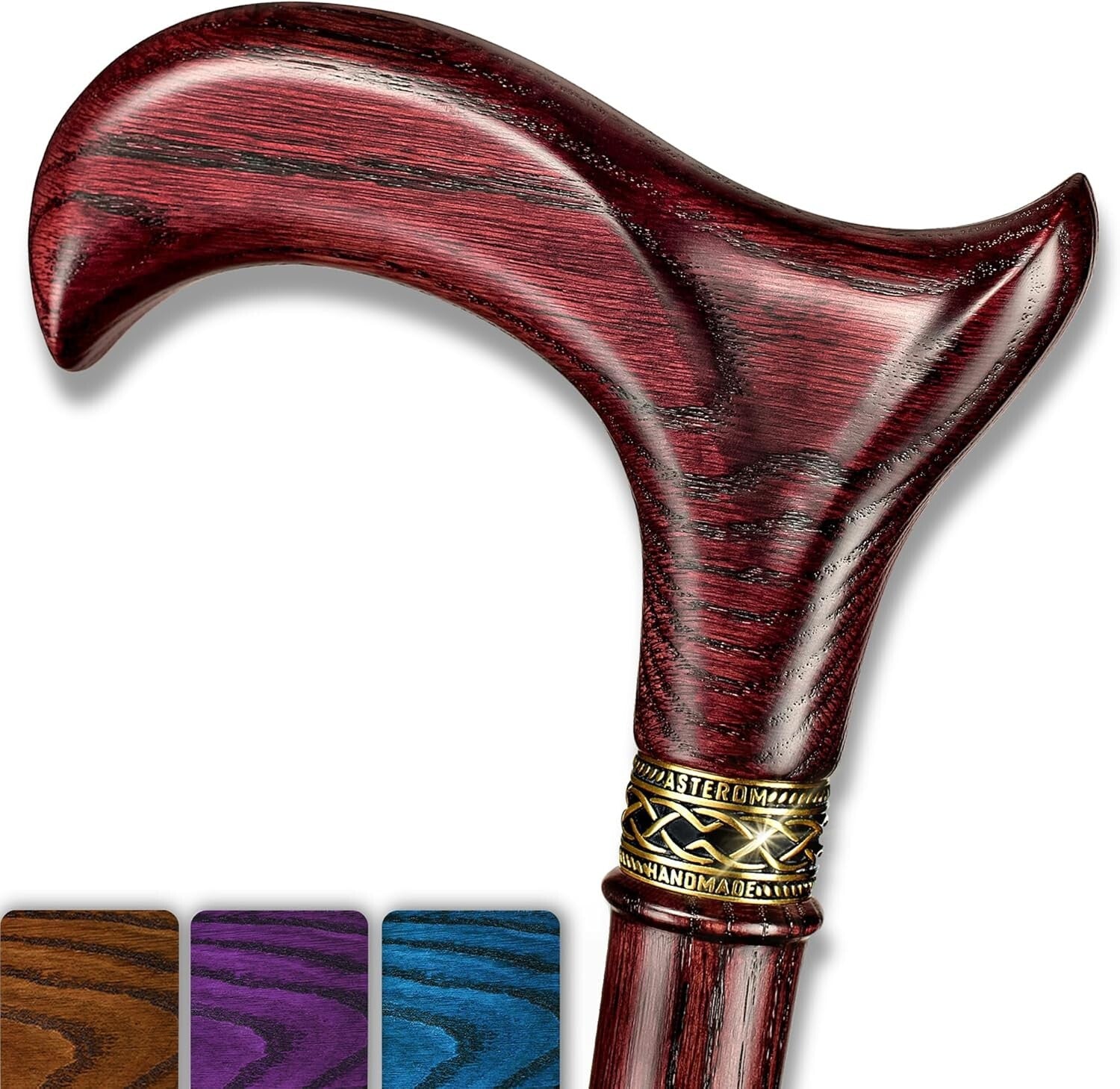 Fashionable Handmade Oak Walking Stick with Ergonomic Grip - 33" Long