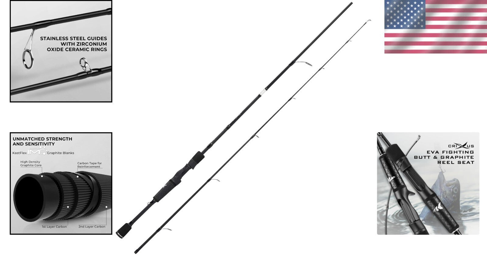 Crixus IM6 Graphite Spinning/Casting Rod | SuperPolymer Handle, 72" Medium Power