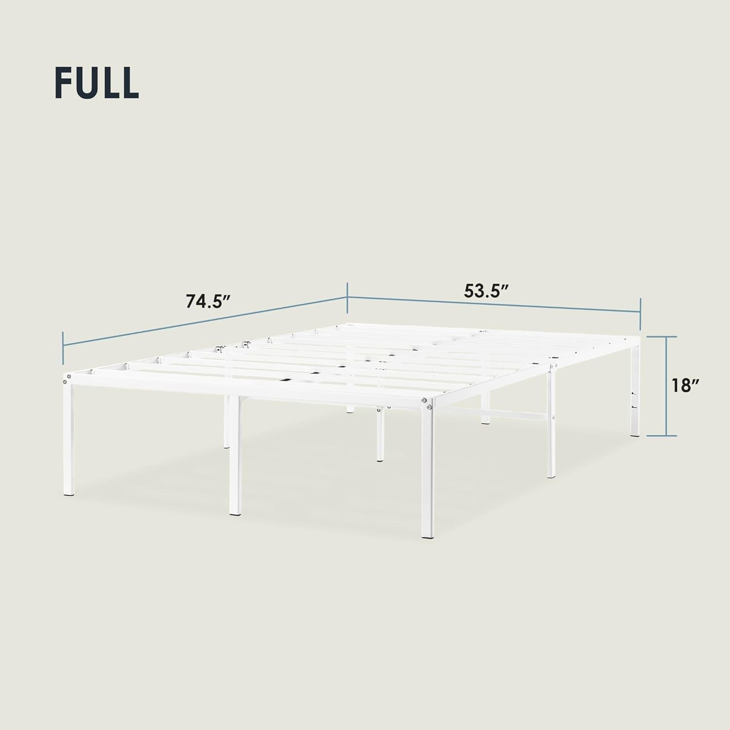 Heavy Duty Full-Size Metal Bed Frame with 14-Inches of Under-Bed Storage Space