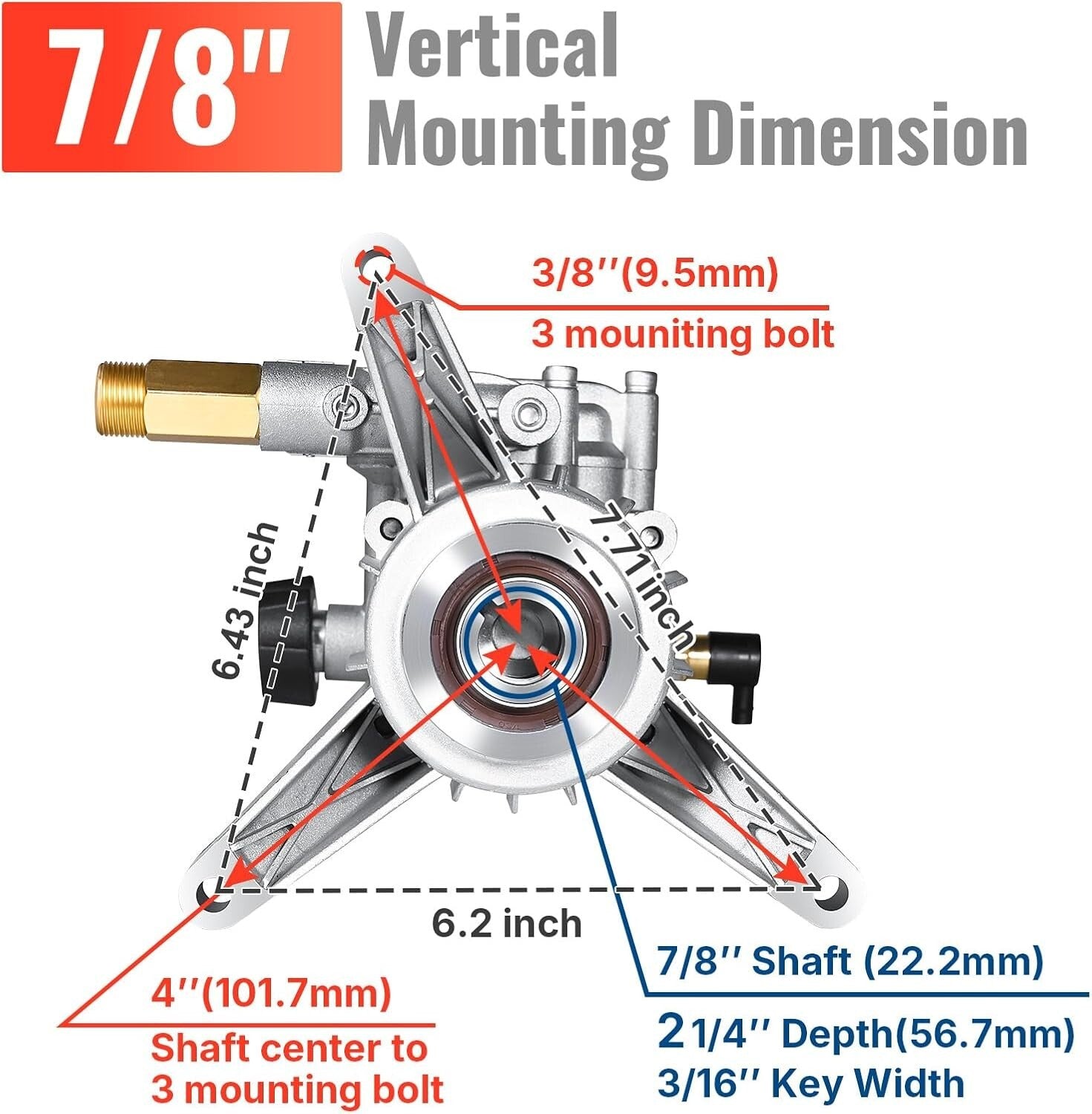 Efficient 3000 PSI Vertical Pressure Washer Pump with Maintenance-Free Design