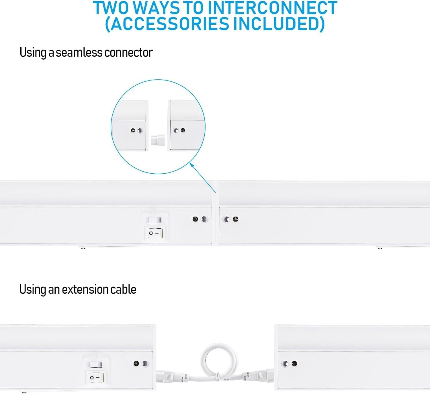 Stylish 4-Pack Under Cabinet LED Lights, 12 Inch, Hardwired & Plug-in Options