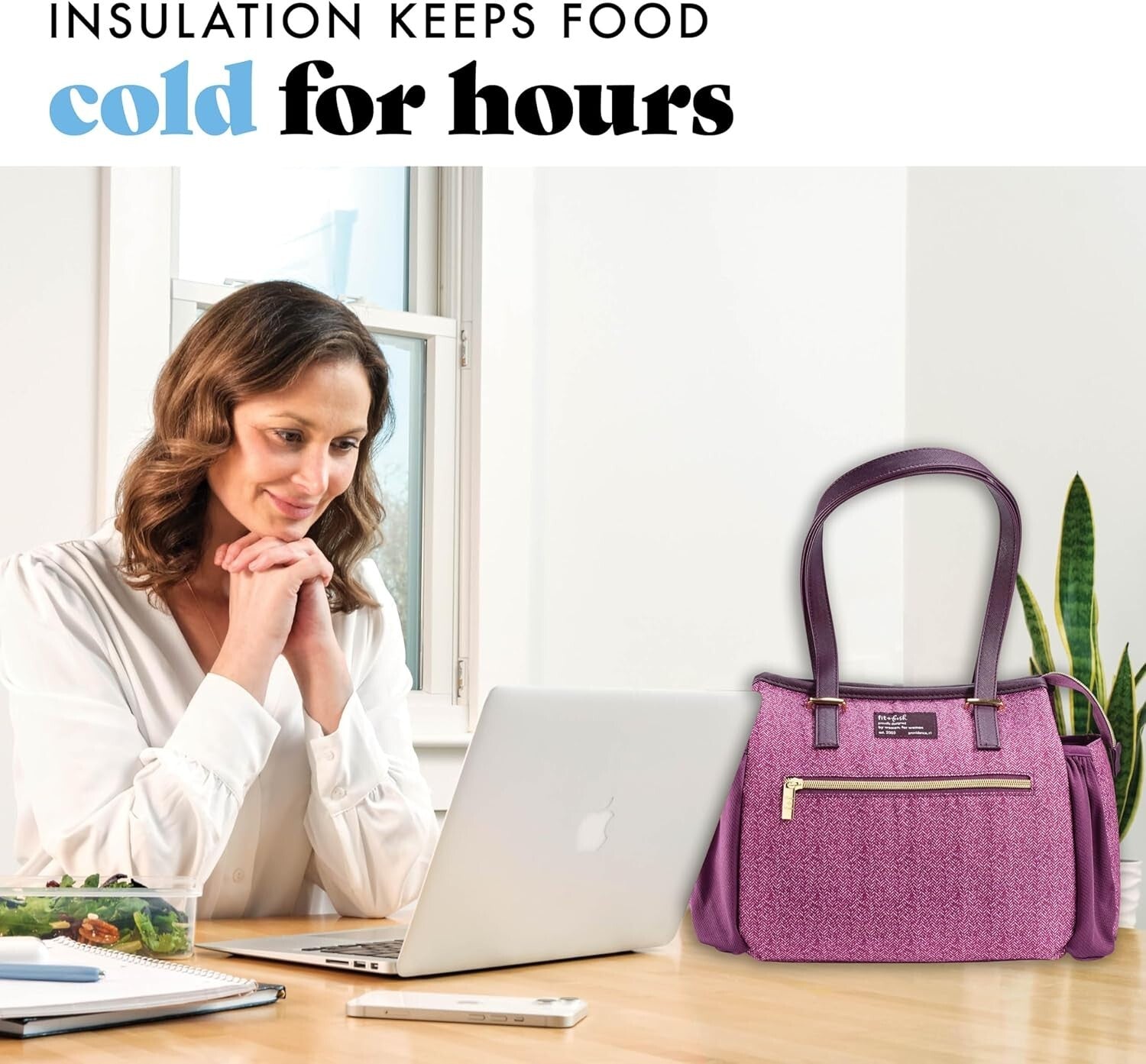 Chic Insulated Women's Lunch Tote - Includes 3 Containers & Zipper Closure