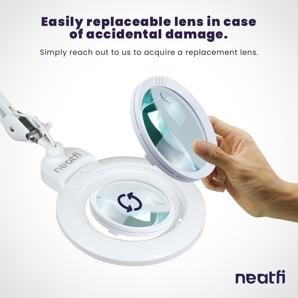 Portable LED Magnifying Lamp with Clamp - 5D/20D Magnification & Dimmable Light