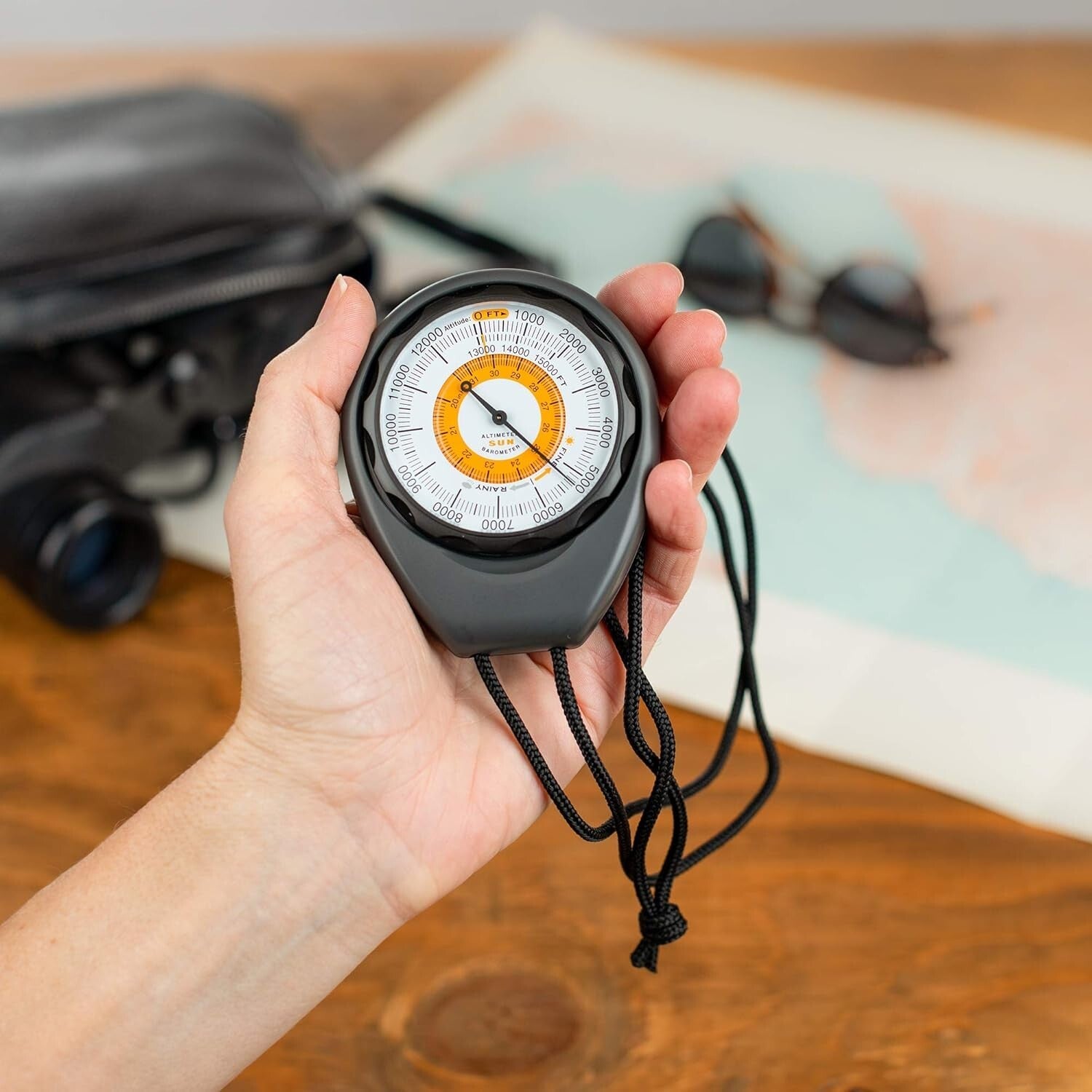 Rugged 15,000 ft Altimeter 203: Battery-Free Analog Barometer with Carry Lanyard