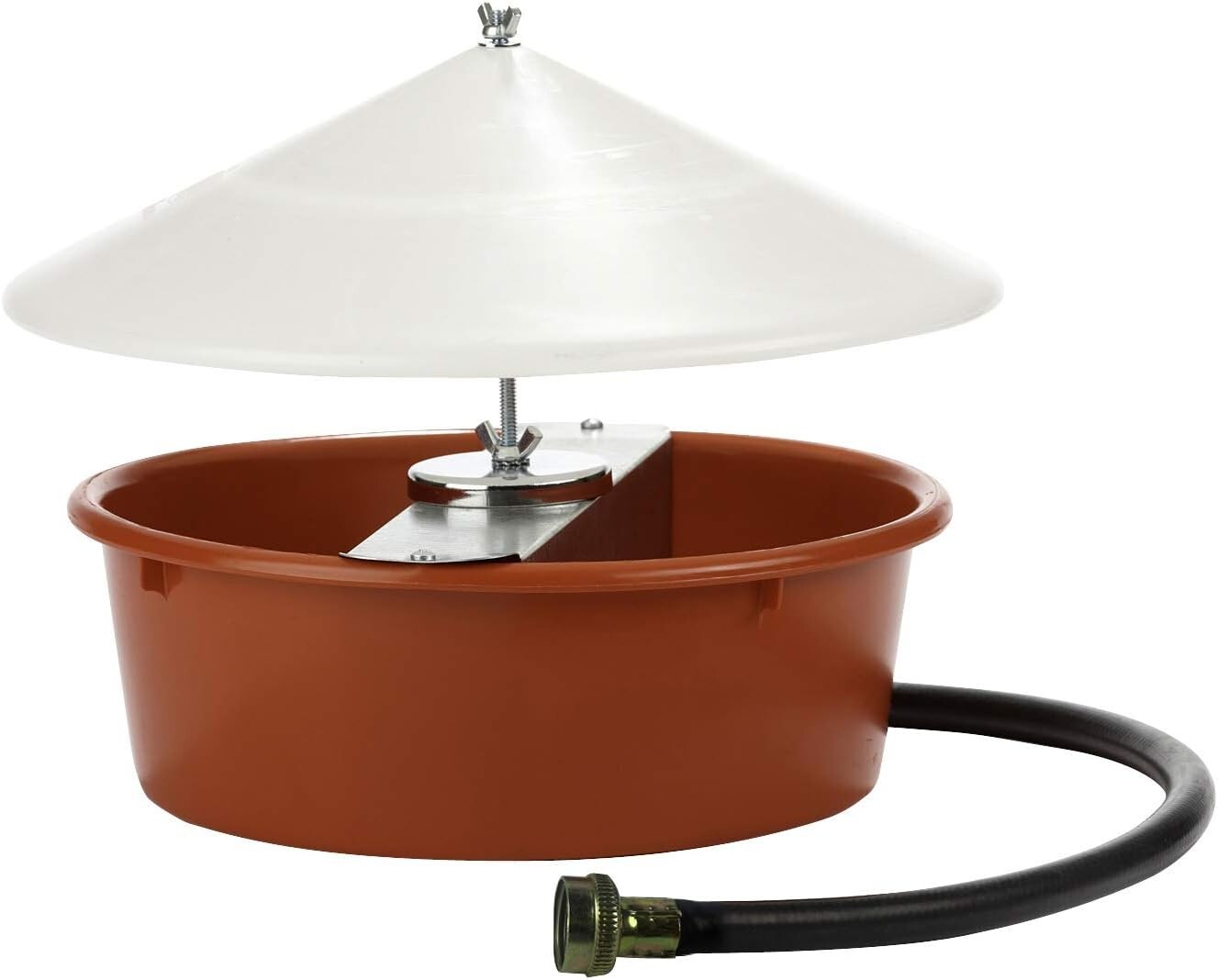 5 Quart Automatic Chicken Waterer with Cover - No Spill, Easy Hose Connection