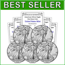 Load image into Gallery viewer, 1986-Present Lot of 5 Brilliant Uncirculated Silver American Eagles - 1 oz Each