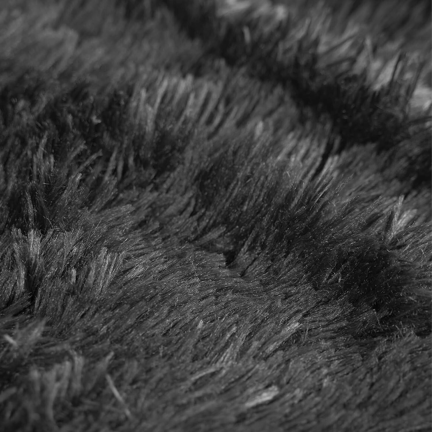 Luxurious Shaggy Faux Fur Black King Comforter Set - 3-Piece Glam Bedding