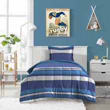 Load image into Gallery viewer, Cozy 7-Piece Full Bed Set with Rugby Stripe Comforter - Perfect for Kids' Rooms