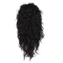 Load image into Gallery viewer, Alluring Long Black Wig with 80s Vibe - Heat-Resistant with Necklace Included