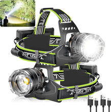 Load image into Gallery viewer, Adjustable 90° Waterproof LED Headlamp Set - Rechargeable &amp; Ideal for Camping
