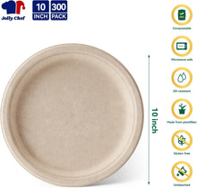 Load image into Gallery viewer, Durable Compostable Disposable Plates – 300 Count 10” Eco-Friendly Dinner Plates