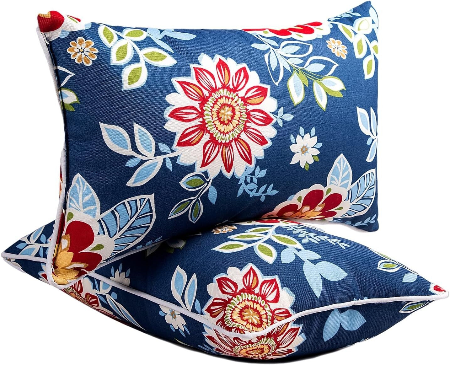 Elegant Waterproof Outdoor Throw Pillows Set of 2 - 12x20 Inch Lumbar Cushions