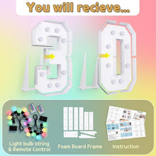 Load image into Gallery viewer, 4FT Colorful Light Up 30th Birthday Marquee Numbers for Stunning Celebrations