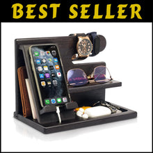 Load image into Gallery viewer, Multi-Functional Wood Phone Docking Station for Men - Ideal Gift in Fumed Black