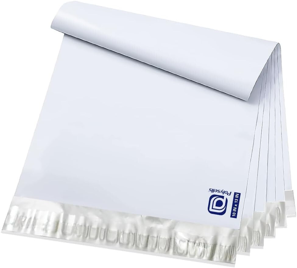 Waterproof & Tear-Resistant 10x13 Poly Mailers – 500 Pack White/Silver Envelopes