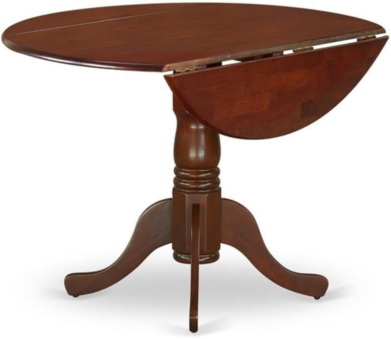 Elegant Mahogany Round Dining Table with Dropleaf - 42x42 Inch Pedestal Style