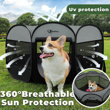 Load image into Gallery viewer, 360-Degree Views Dark Grey Puppy Playpen - Portable and Waterproof for All Pets